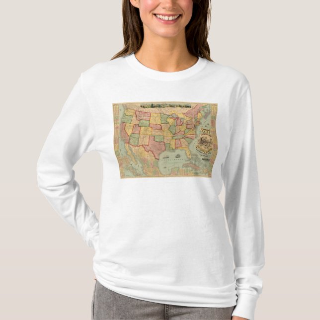 Camiseta Mapa americano da estrada de ferro da união dos (Frente)