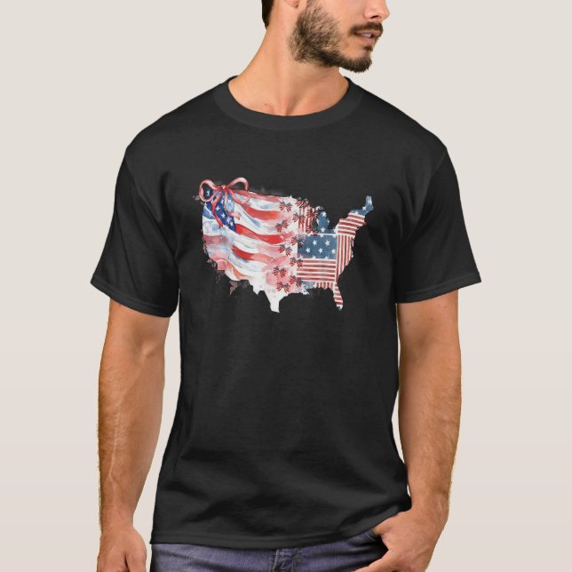 Camiseta Mapa Americano do Coquette, Arco 4 De Julho Dos EU (Frente)