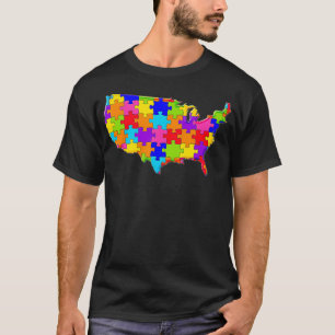 Camiseta Mapa Americano, EUA, América, Jigsen Aut