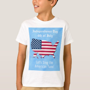 Camiseta Mapa Americano Personalizado, Bandeira 4 de julho 