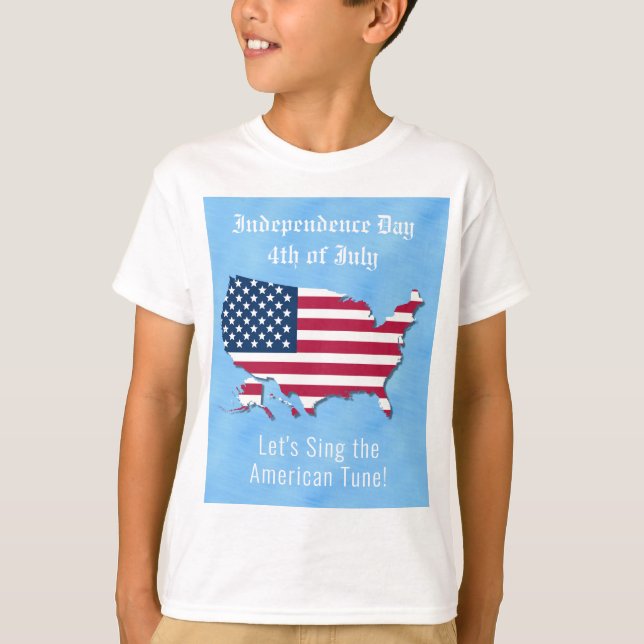 Camiseta Mapa Americano Personalizado, Bandeira 4 de julho  (Frente)