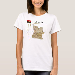 Camiseta Mapa Angola + Bandeira + Título T-Shirt