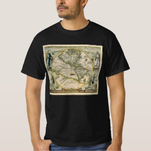 Camiseta Mapa Antigo, 1596, America Sive Novus Orbis