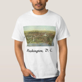 Camiseta Mapa antigo com uma Visão Panorâmica de Washington