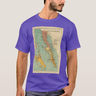 Camiseta Mapa Antigo da Baja California 1899