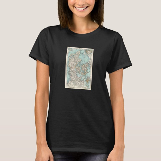 Camiseta Mapa Antigo da Dinamarca 1900 (Frente)