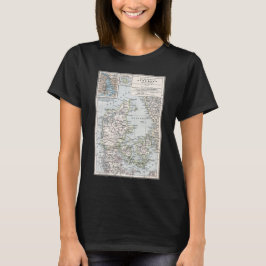 Camiseta Mapa antigo da Dinamarca, Danmark em dinamarquês, 
