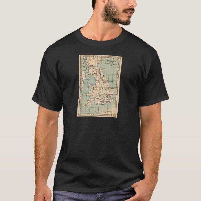Camiseta Mapa antigo da Inglaterra (Frente)