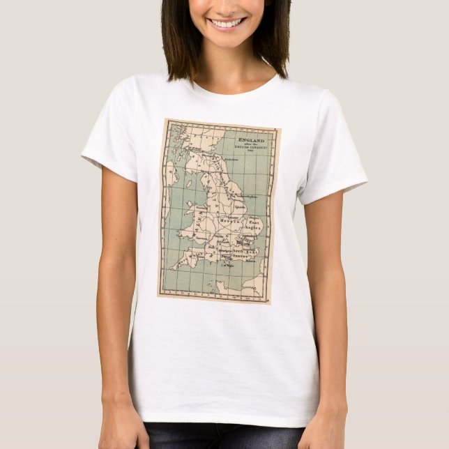 Camiseta Mapa antigo da Inglaterra (Frente)