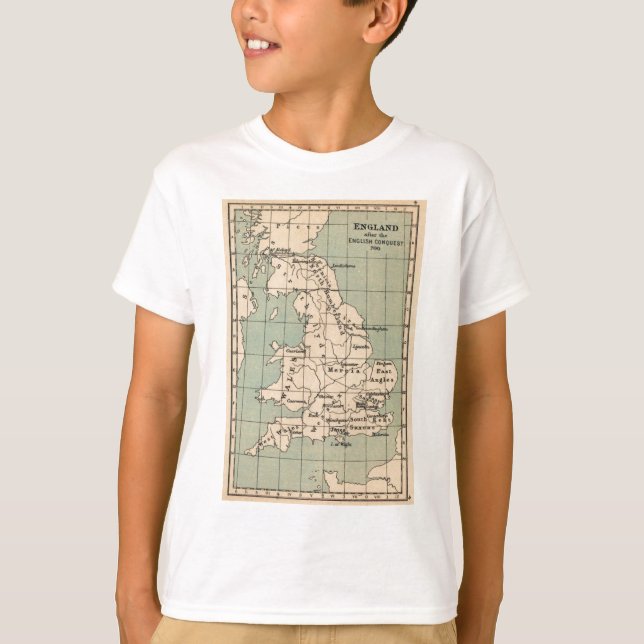 Camiseta Mapa antigo da Inglaterra (Frente)