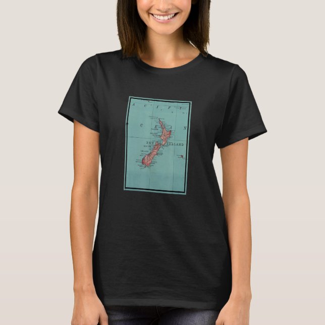 Camiseta Mapa Antigo da Nova Zelândia 1924 (Frente)