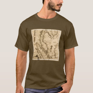 Camiseta Mapa antigo de 3Sudeste Asiático 1687