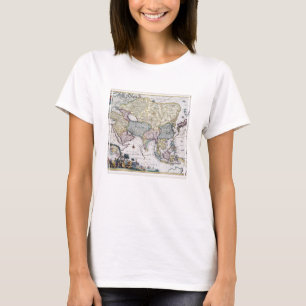 Camiseta Mapa antigo de Ásia 1696