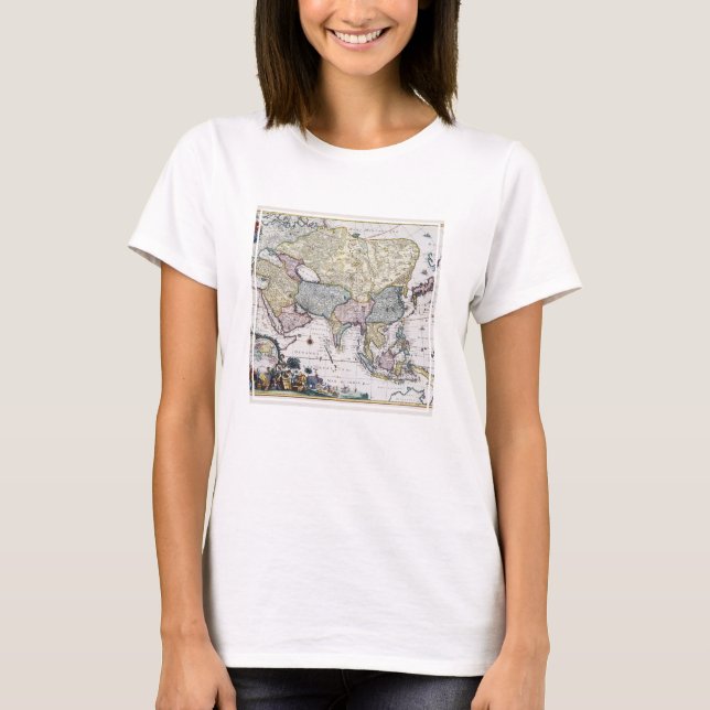 Camiseta Mapa antigo de Ásia | 1696 (Frente)