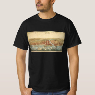 Camiseta Mapa Antigo de Chicago, Rua LaSalle e Rio