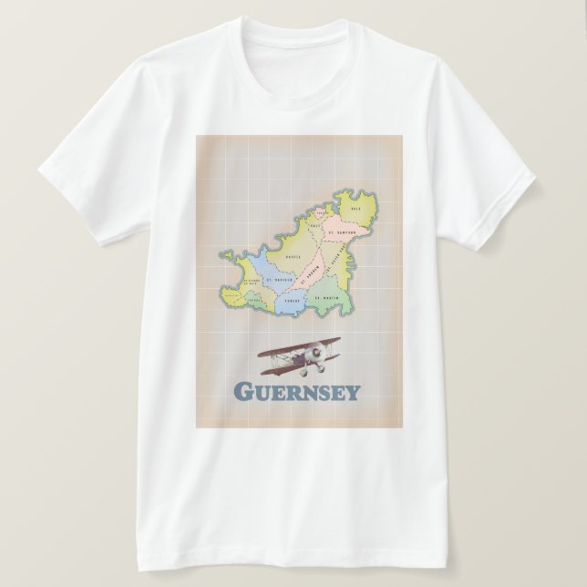 Camiseta Mapa antigo de Guernsey (Frente do Design)