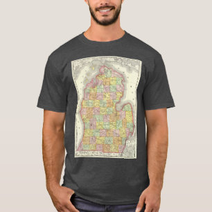 Camiseta Mapa Antigo de Michigan 1897