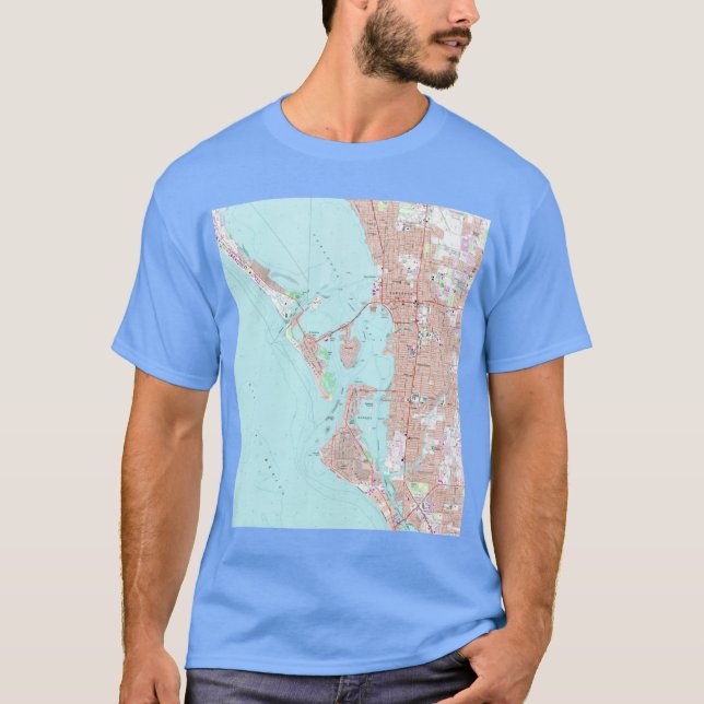 Camiseta Mapa Antigo de Sarasota Flórida 1973 (Frente)