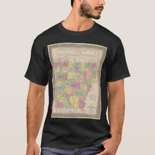 Camiseta Mapa Antigo do Arkansas 1853