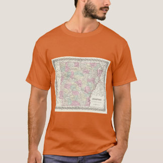 Camiseta Mapa Antigo do Arkansas 1855