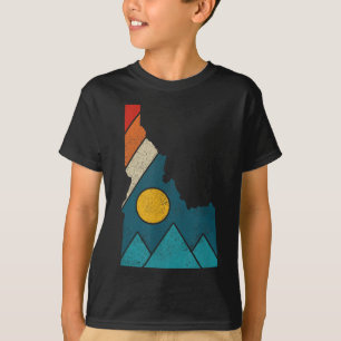 Camiseta Mapa Antigo do Estado de Idaho Montanhas Mochileir