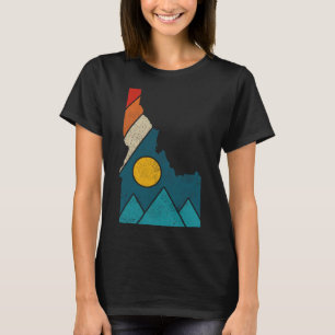 Camiseta Mapa Antigo do Estado de Idaho Montanhas Mochileir