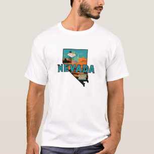 Camiseta Mapa Antigo do Estado de Nevada EUA Viagem