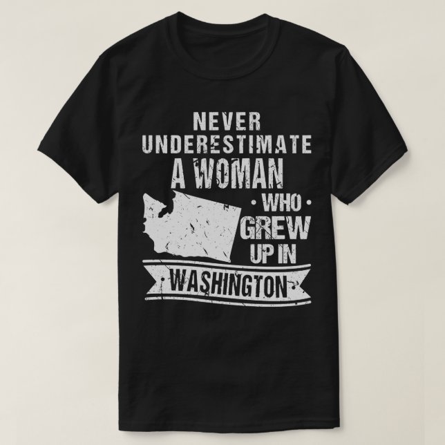 Camiseta Mapa Antigo do Estado de Washington WA (Frente do Design)