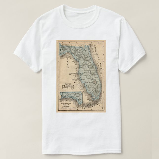 Camiseta Mapa Antigo do Golfo do México na Flórida (Frente do Design)