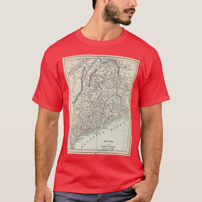 Camiseta Mapa Antigo do Maine 1893 (Frente)