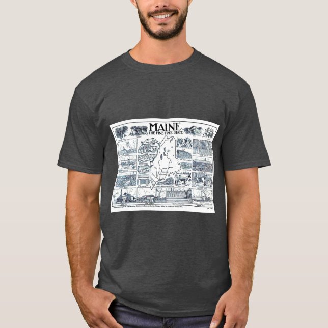Camiseta Mapa Antigo do Maine 1912 (Frente)