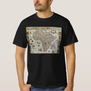 Camiseta Mapa Antigo do Mundo Antigo da África por Blaeu, c