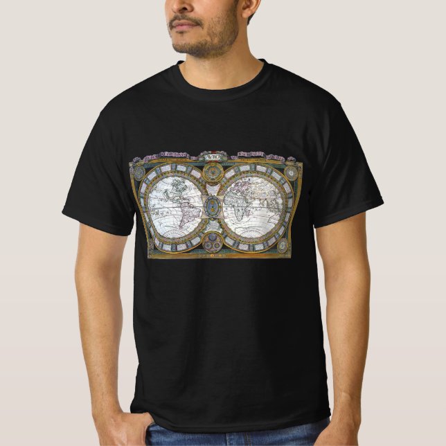 Camiseta Mapa Antigo do Mundo Antigo por Claude Auguste Ber (Frente)