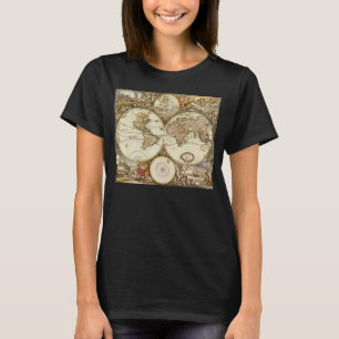 Camiseta Mapa Antigo do Mundo Antigo por Frederick de Wit, 