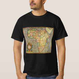 Camiseta Mapa Antigo do Mundo de Gerardus Mercator da Áfric