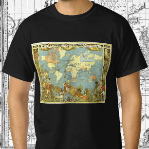 Camiseta Mapa Antigo do Mundo do Império Britânico, 1886
