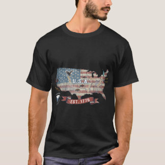 Camiseta Mapa Antigo dos Estados Unidos - American Patriot