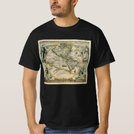 Camiseta Mapa Antiquado, 1596, America Sive Novus Orbis