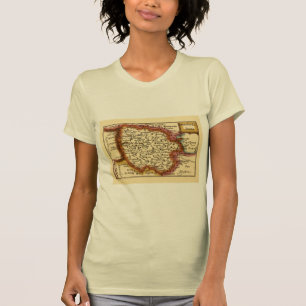Camiseta Mapa Antiquário do Condado de Herefordshire Inglat