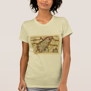 Camiseta Mapa Antiquário do Condado de Northamptonshire