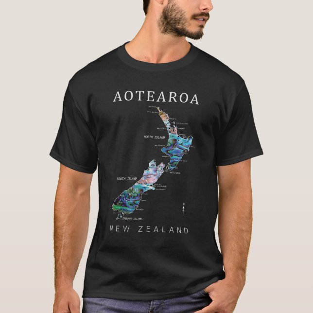 CAMISETA MAPA AOTEAROA NOVA ZEALAND KIWI (Frente)