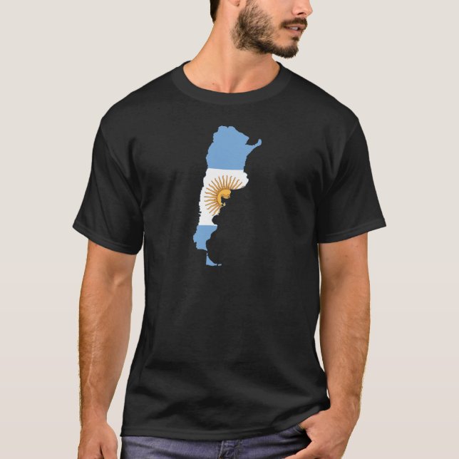 Camiseta Mapa AR da bandeira de Argentina (Frente)