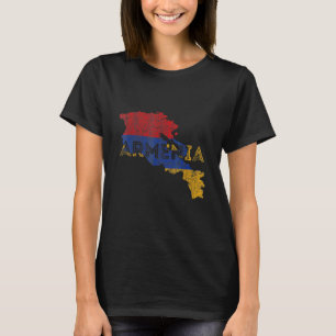 Camiseta Mapa Armênio e Bandeira Souvenir Envelhecido Arm