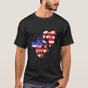 Camiseta Mapa atualizado dos EUA Canadá, Canadá, Vintag Gro