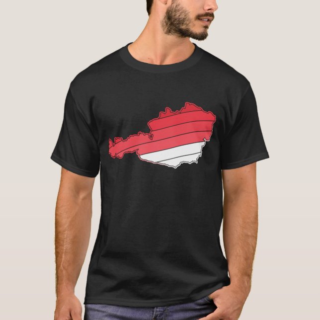 Camiseta Mapa Austríaco Com Cores De Sinalizador De Gradaçã (Frente)