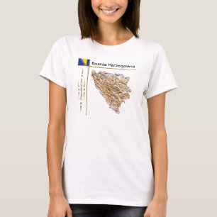Camiseta Mapa + Bandeira + Título da Bósnia Herzeg
