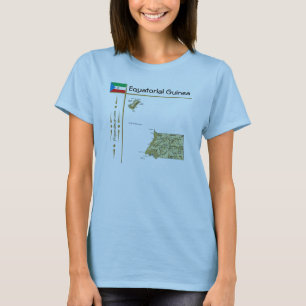 Camiseta Mapa + Bandeira + Título da Guiné Equator