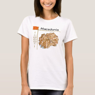 Camiseta Mapa + Bandeira + Título da Macedônia do
