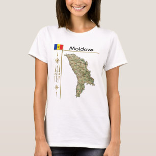 Camiseta Mapa + Bandeira + Título da Moldávia