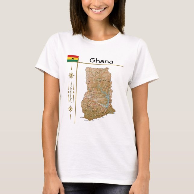 Camiseta Mapa + Bandeira + Título Gana (Frente)